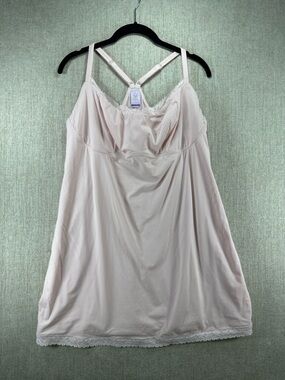 NWT Savage X Fenty Blush Pink Double Layer Lace Trim Sleep Chemise Slip Dress 2X